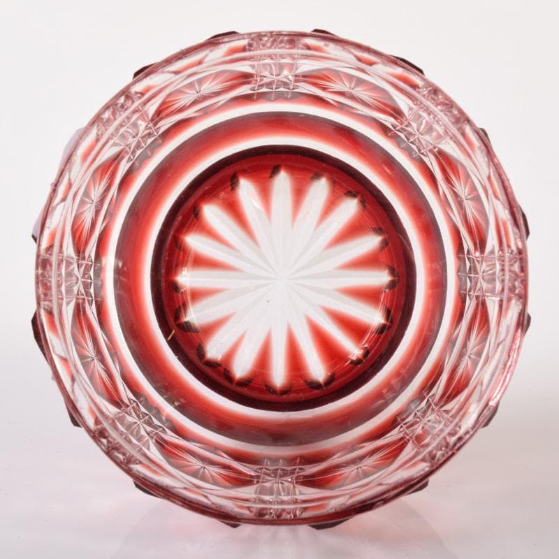 薩摩ガラス工芸作　島津薩摩切子　色被せガラス　切子猪口　共布共箱　D　R8099