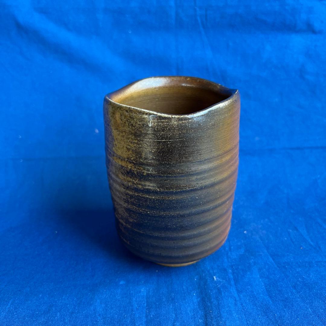 沖縄 琉球南蛮焼 松島朝義 [南蛮焼締 湯呑] 共箱 在銘 壺屋焼