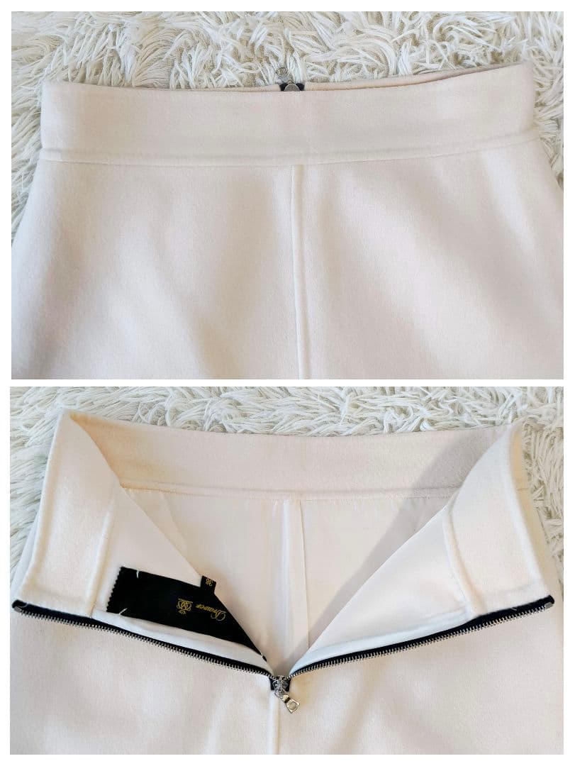 Drawer ドゥロワー ウール シルク スカート メルトン