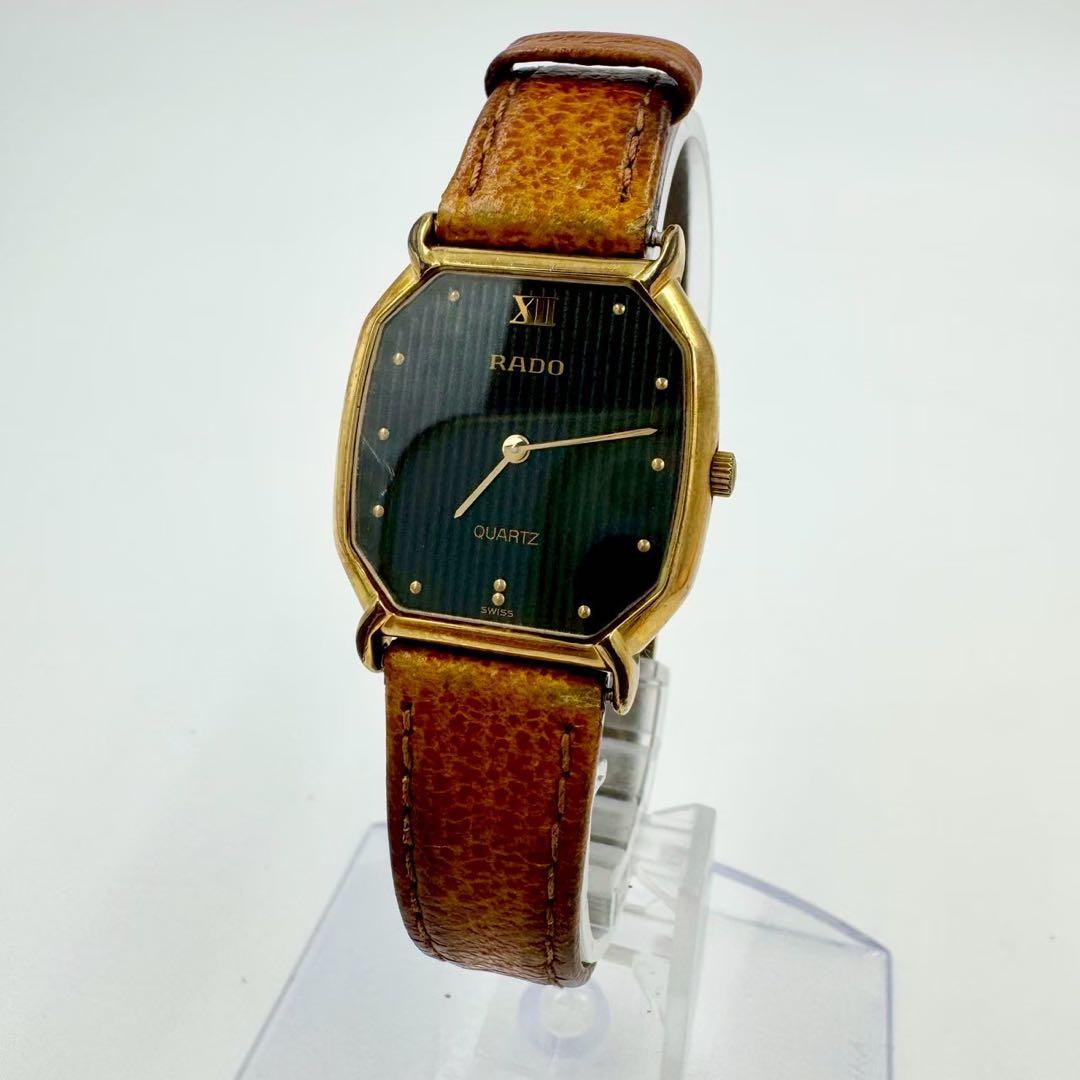 【新品電池】RADO オクタゴン ゴールド ブラック文字盤 ビンテージ 腕時計