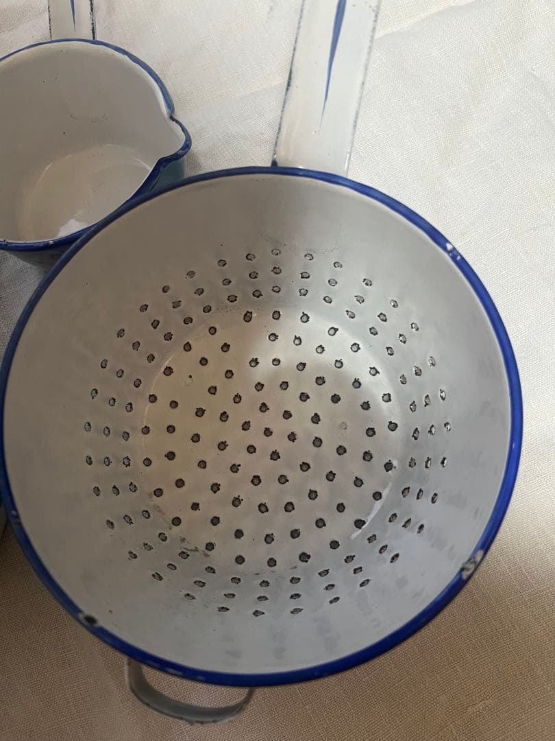 美品♡フランスアンティーク　ホーロー　薔薇　ウェディングセット　コランダー　鍋