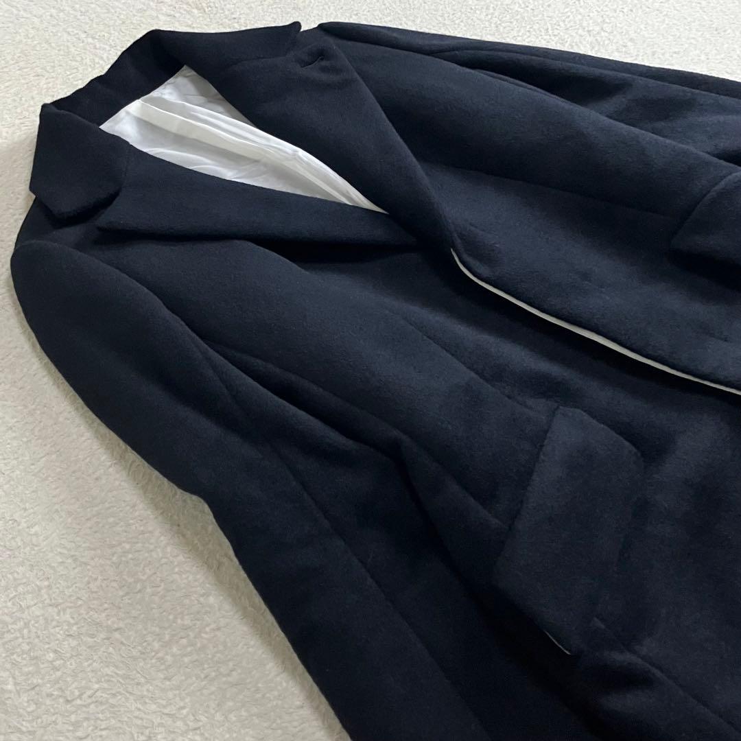 bajra バジュラ　アンゴラ　ウール　チェスターコート　ブラック　3