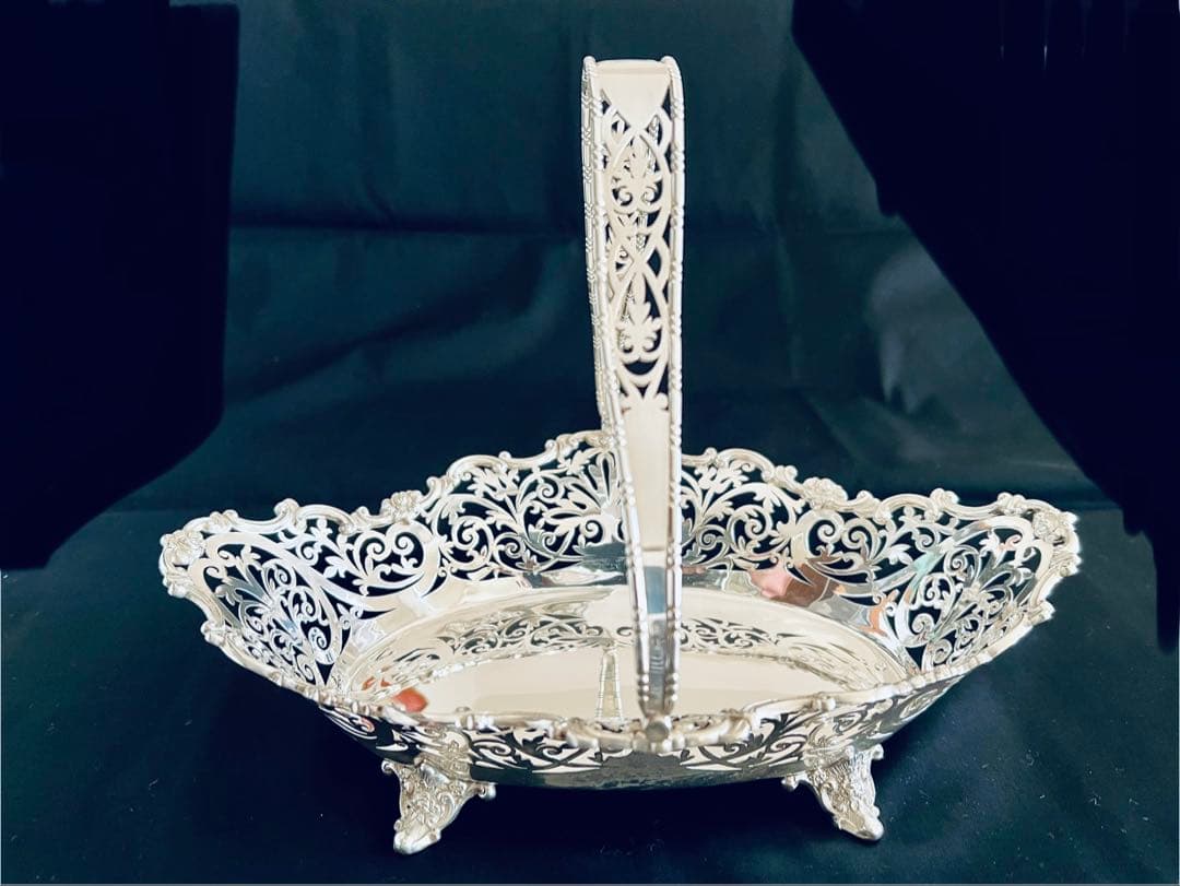 アンティーク純銀製　1908年　バスケット　イギリス　バーミンガム