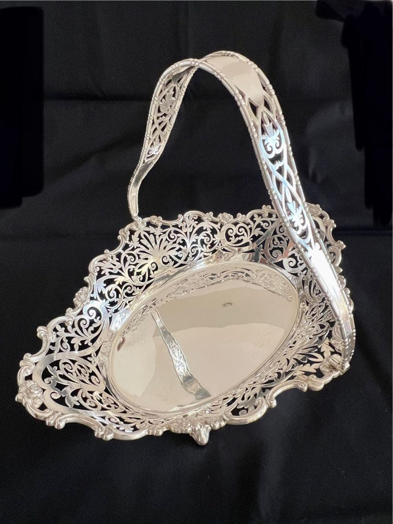 アンティーク純銀製　1908年　バスケット　イギリス　バーミンガム