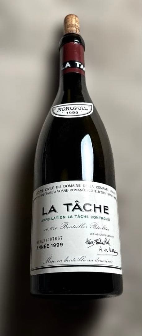 ドメーヌ・ド・ラ・ロマネ・コンティ（DRC）ラ・ターシュ1999年　空ボトル