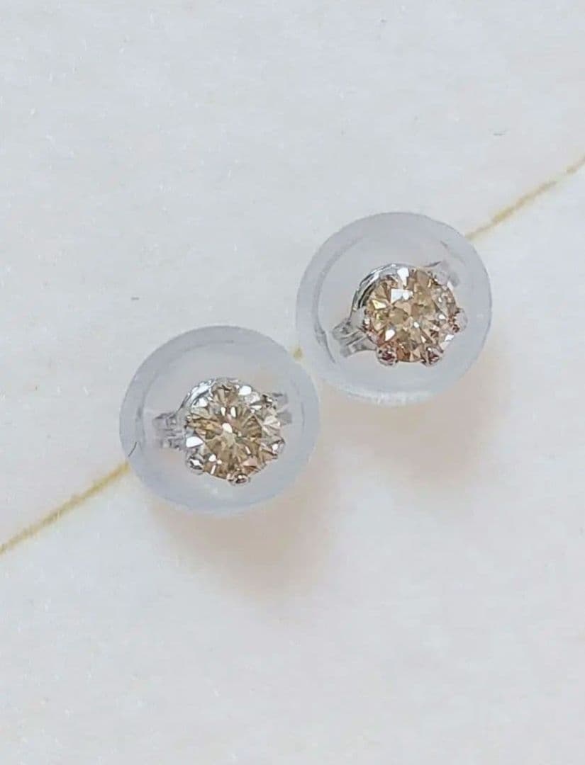 追加2点同梱 新入荷 未使用品 pt900 天然ブラウンダイヤモンド ピアス