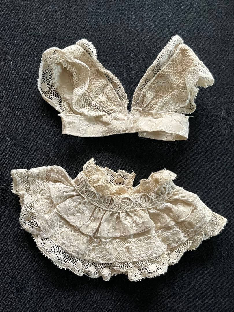 アンティークフランスフレンチビスクドール小さなドール用ドレスセットミニョネット