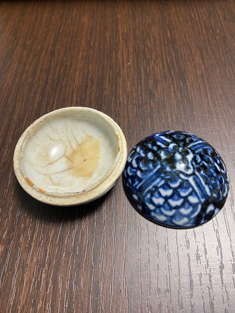 中国古美術　染付香合　呉須　染付　明　清　色絵