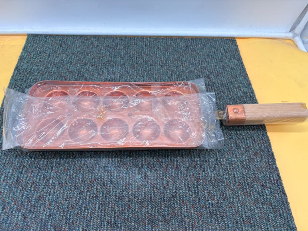 【新品】 明石焼機　たこ焼き機　銅製　ガス式　10穴用　f923