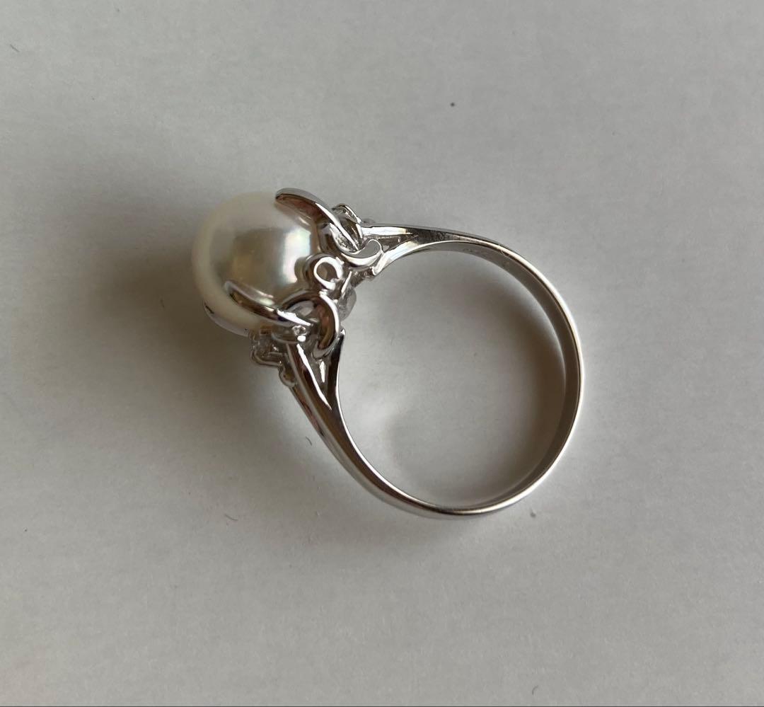 本真珠　パールリングPt900 脇ダイヤ　8.75mm 11.5号　未使用 ❤︎