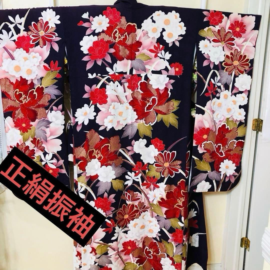 正絹振袖❤️豪華紫ラメキッラキラの煌びやか⭐︎デザイン最高秀品