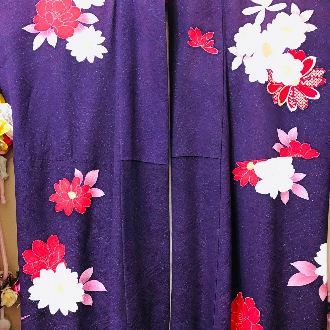 正絹振袖❤️豪華紫ラメキッラキラの煌びやか⭐︎デザイン最高秀品