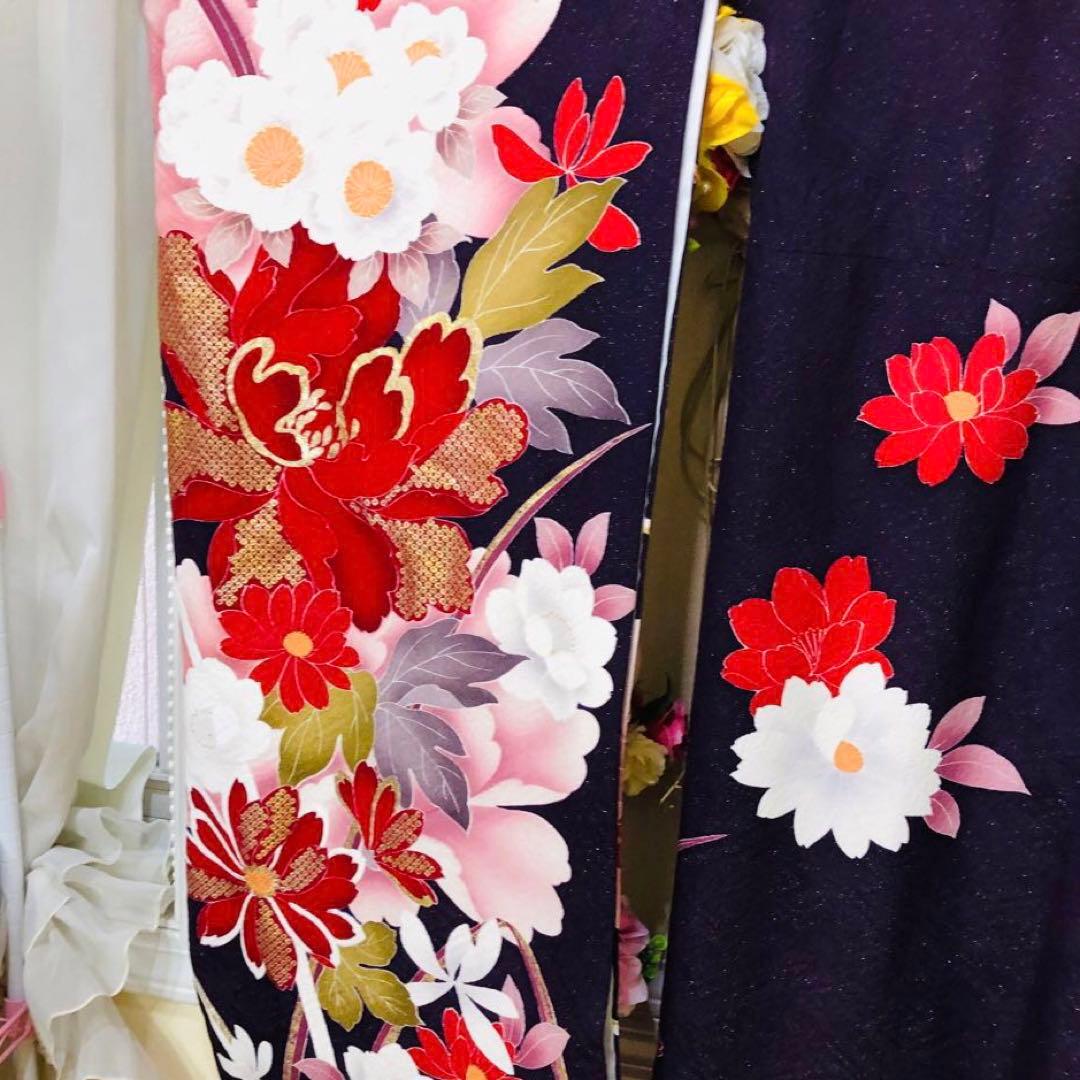 正絹振袖❤️豪華紫ラメキッラキラの煌びやか⭐︎デザイン最高秀品