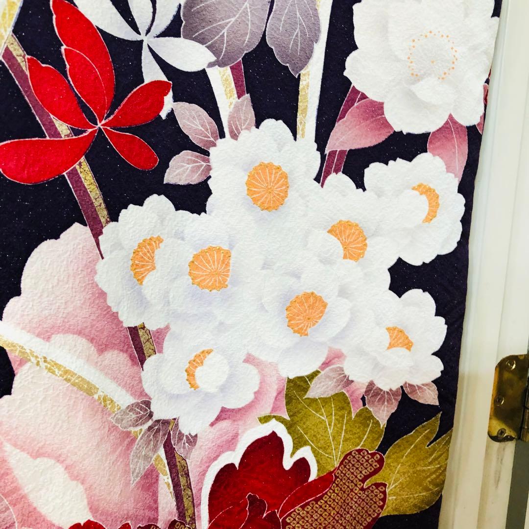 正絹振袖❤️豪華紫ラメキッラキラの煌びやか⭐︎デザイン最高秀品