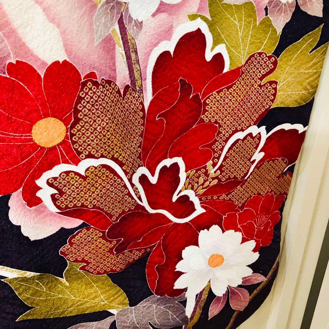 正絹振袖❤️豪華紫ラメキッラキラの煌びやか⭐︎デザイン最高秀品