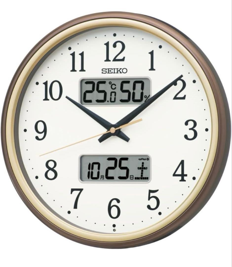 ⭐︎新品未使用 セイコー SEIKO 掛け時計 電波 温湿度 茶メタ KX275B