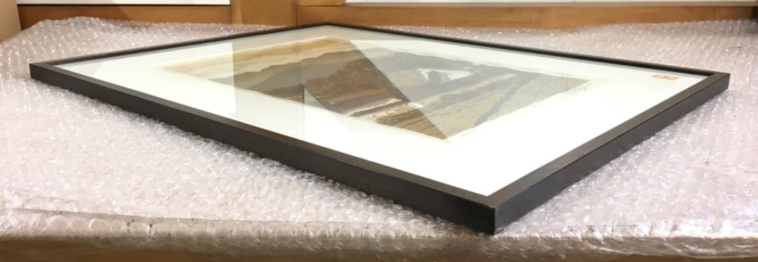 ○ 西嶋勝之「八釣の里」木版画 40/500 直筆サイン 真作