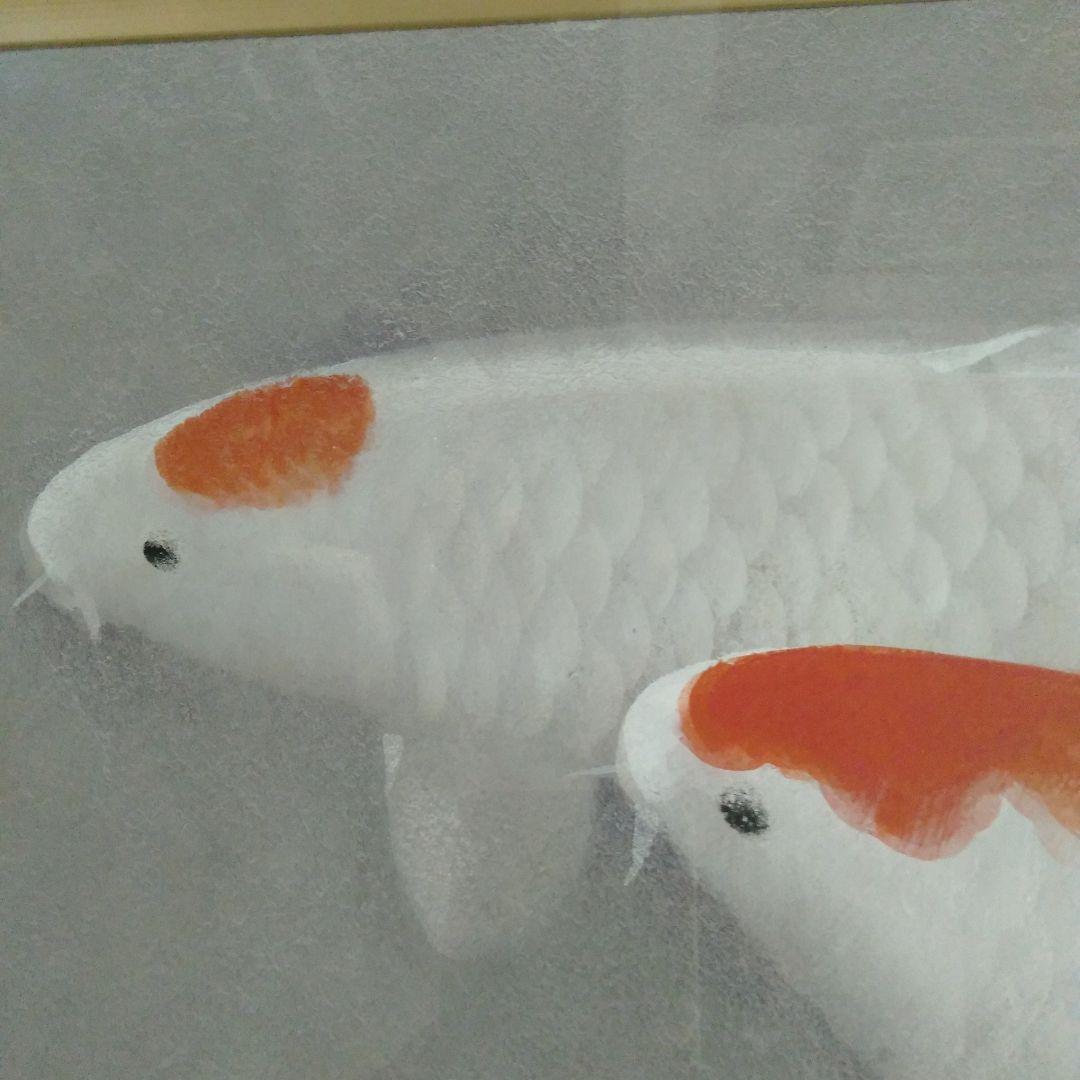 沼田晏宏 （日本画美術年鑑画家 ）「鯉」　 日本画　木製額縁付き　10号