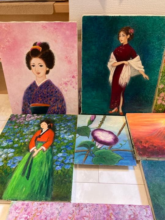 素人の油絵８枚セット