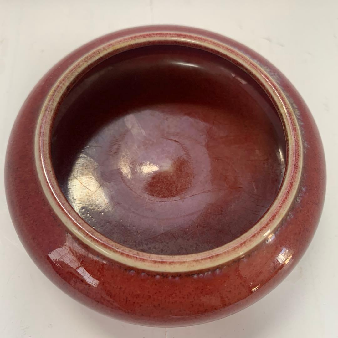 中国美術　紅釉　水盂　送料込み