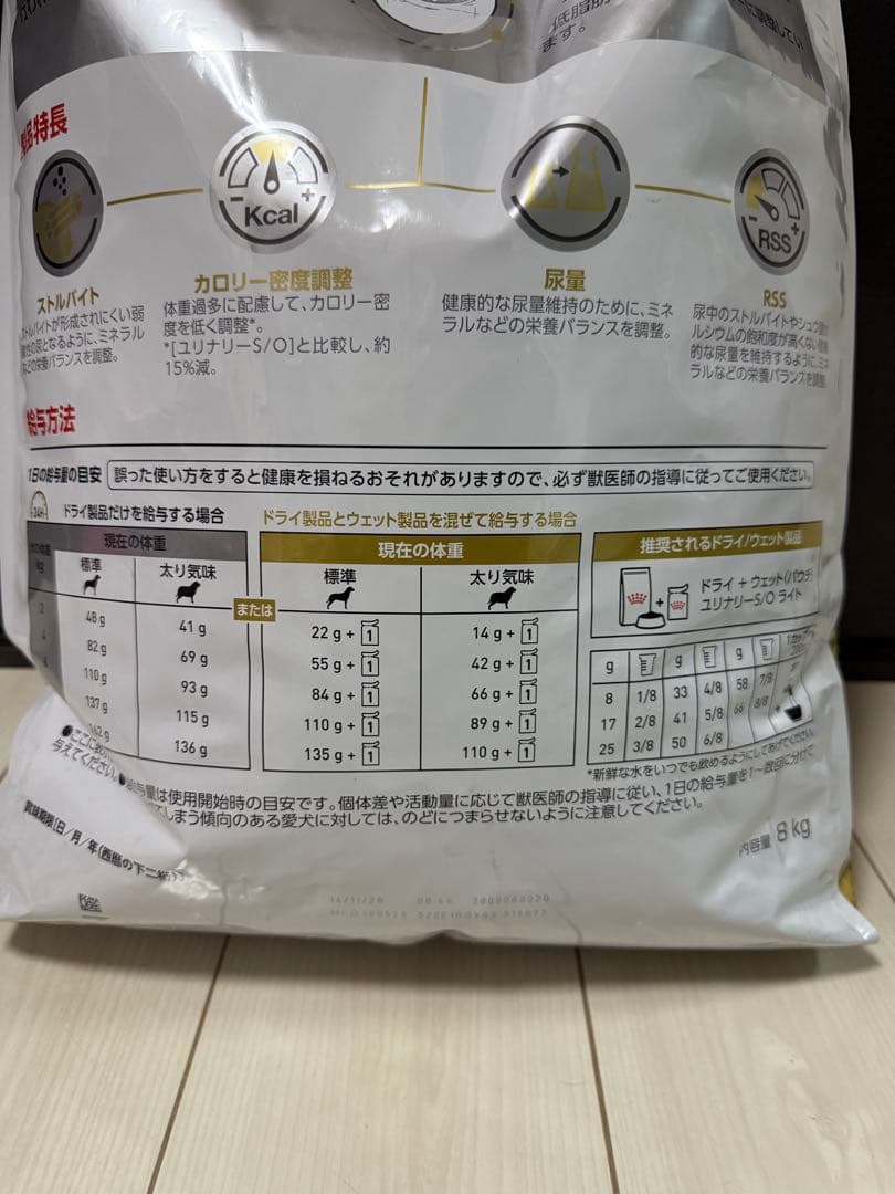 ロイヤルカナン 犬 ユリナリー S/O ライト 8kg