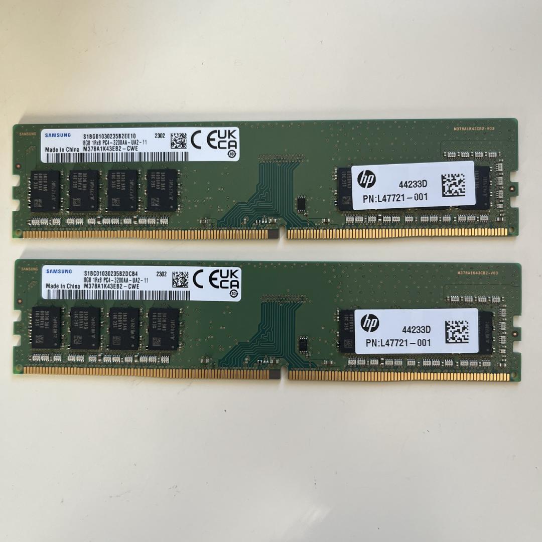 SAMSUNG 8GB PC4-3200AA-UA2-11×2 合計16GB
