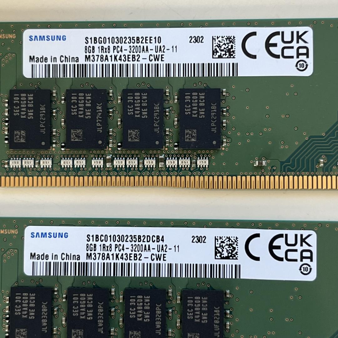 SAMSUNG 8GB PC4-3200AA-UA2-11×2 合計16GB