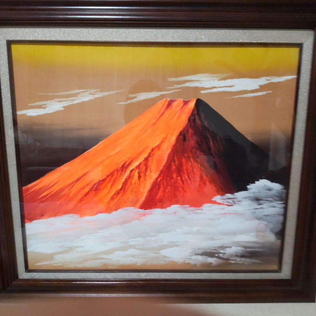 赤富士 絵画 立体画 日本画