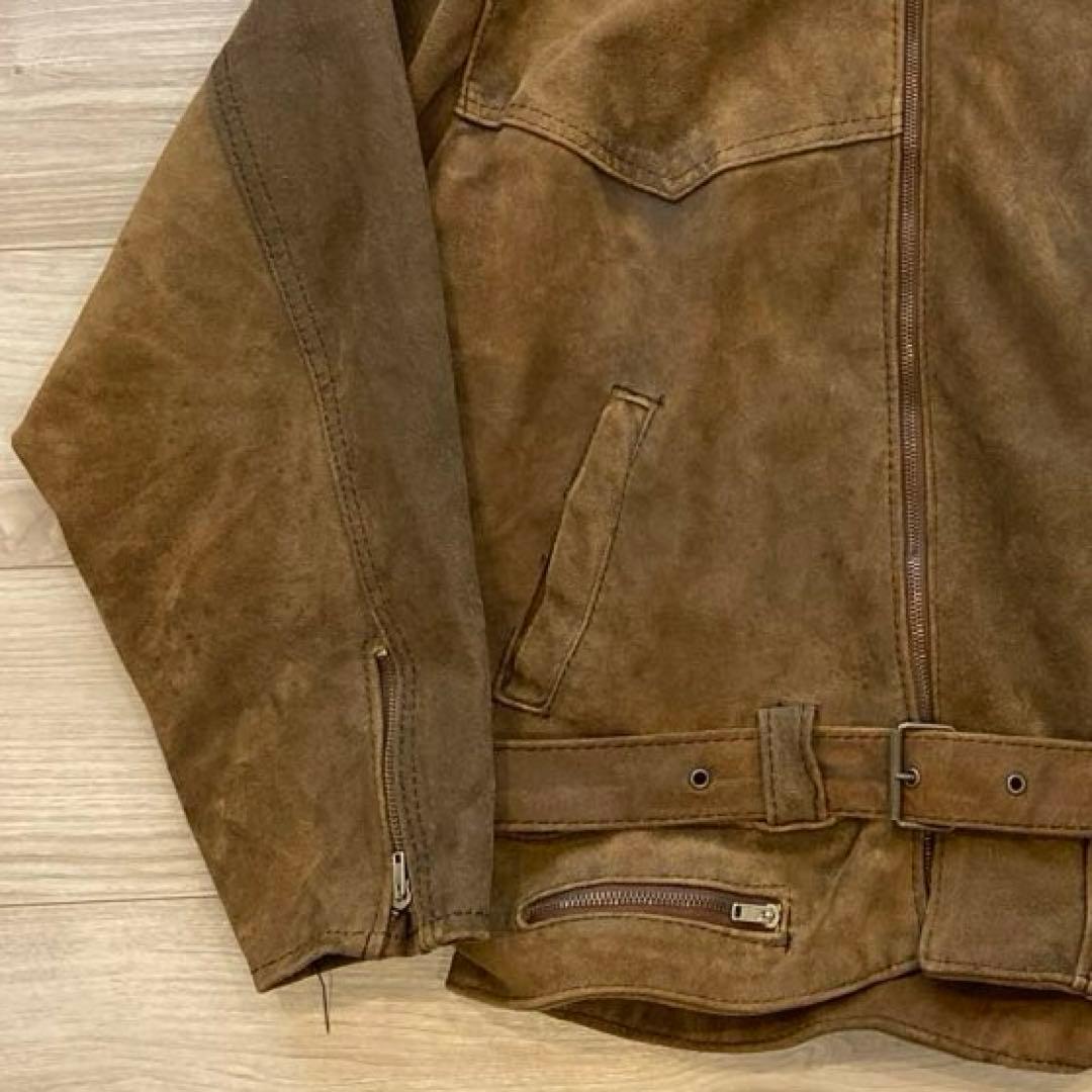ライダース　スウェード　本革　バイシクルジャケット　ユーロ　アウンノン　80s