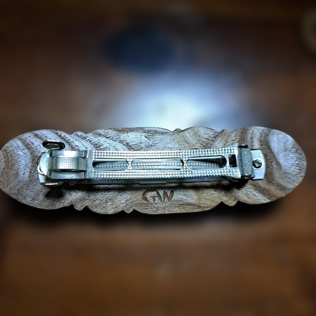 アイヌ木製彫刻模様ネックレス・バレッタ・ブレスレット６点セット