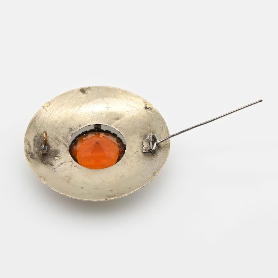 スコティッシュブローチ　キルトの留め具　アザミ模様、水晶　英国　s2281