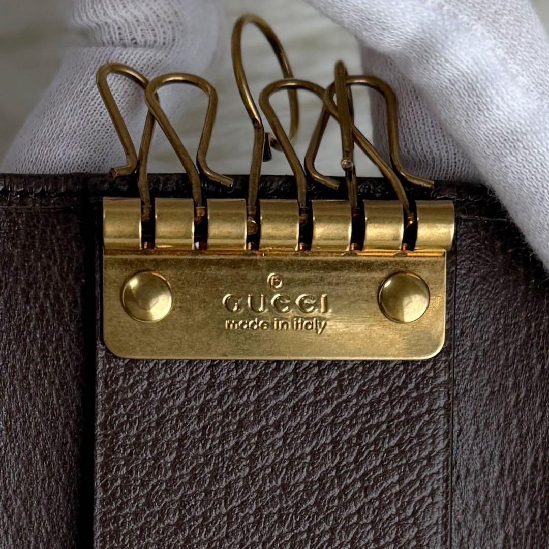 新品♡保存袋♡箱付♡グッチ GGマーモント シェリーライン 6連キーケース