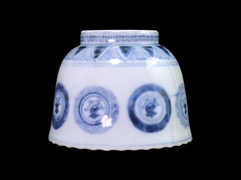 古伊万里　染付　丸紋に赤壁の賦の図　向付　５客　E880AS-fbsp