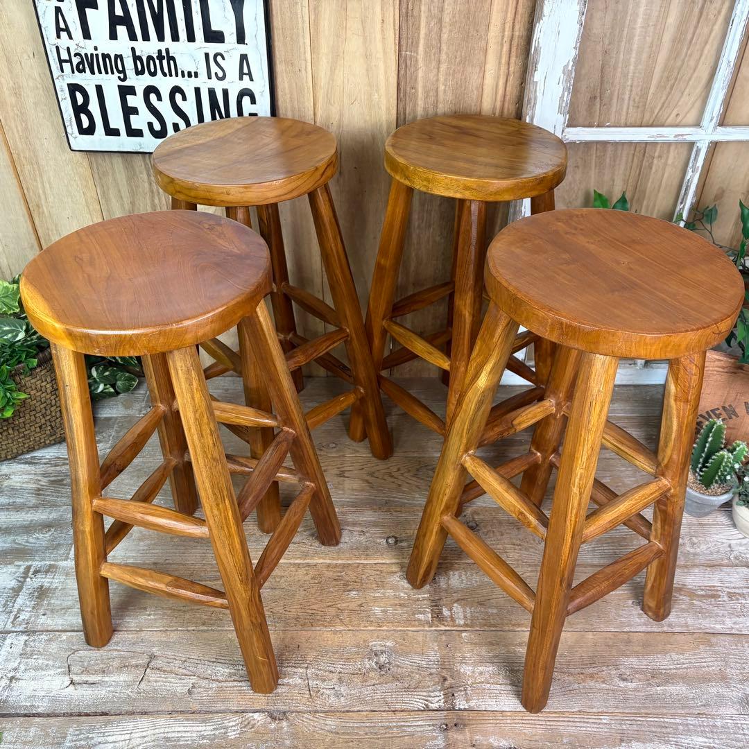 専用☆オールドチークハイスツール4点セット