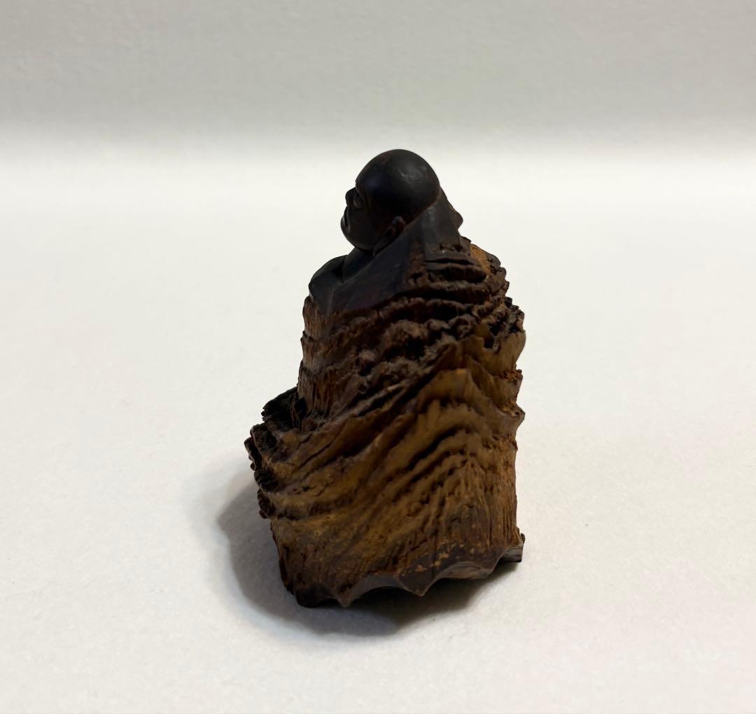 一刀彫 古木 彫刻 達磨 一点物 置物 アンティーク 木彫 仏教 達磨大師