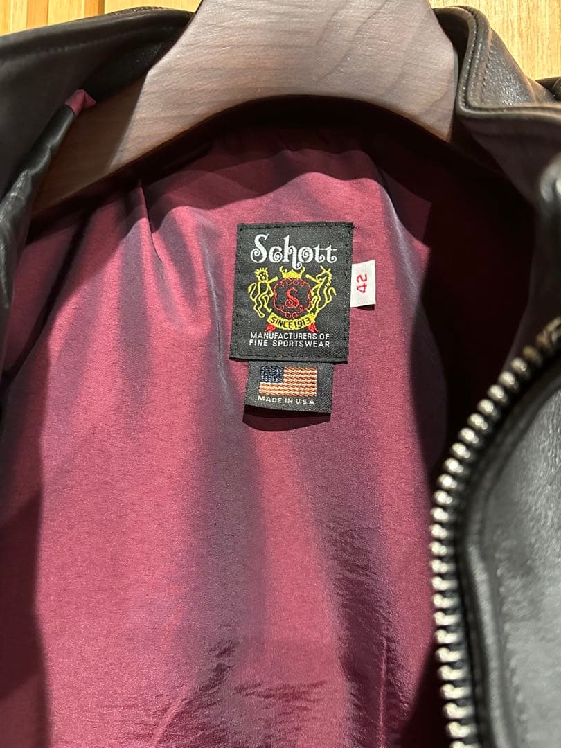 Schott シングルライダースジャケット 42 ブラック