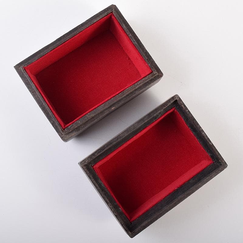 中国　粉彩　梅蝶文飾り　木製　収納箱　宝石箱　C　R7579