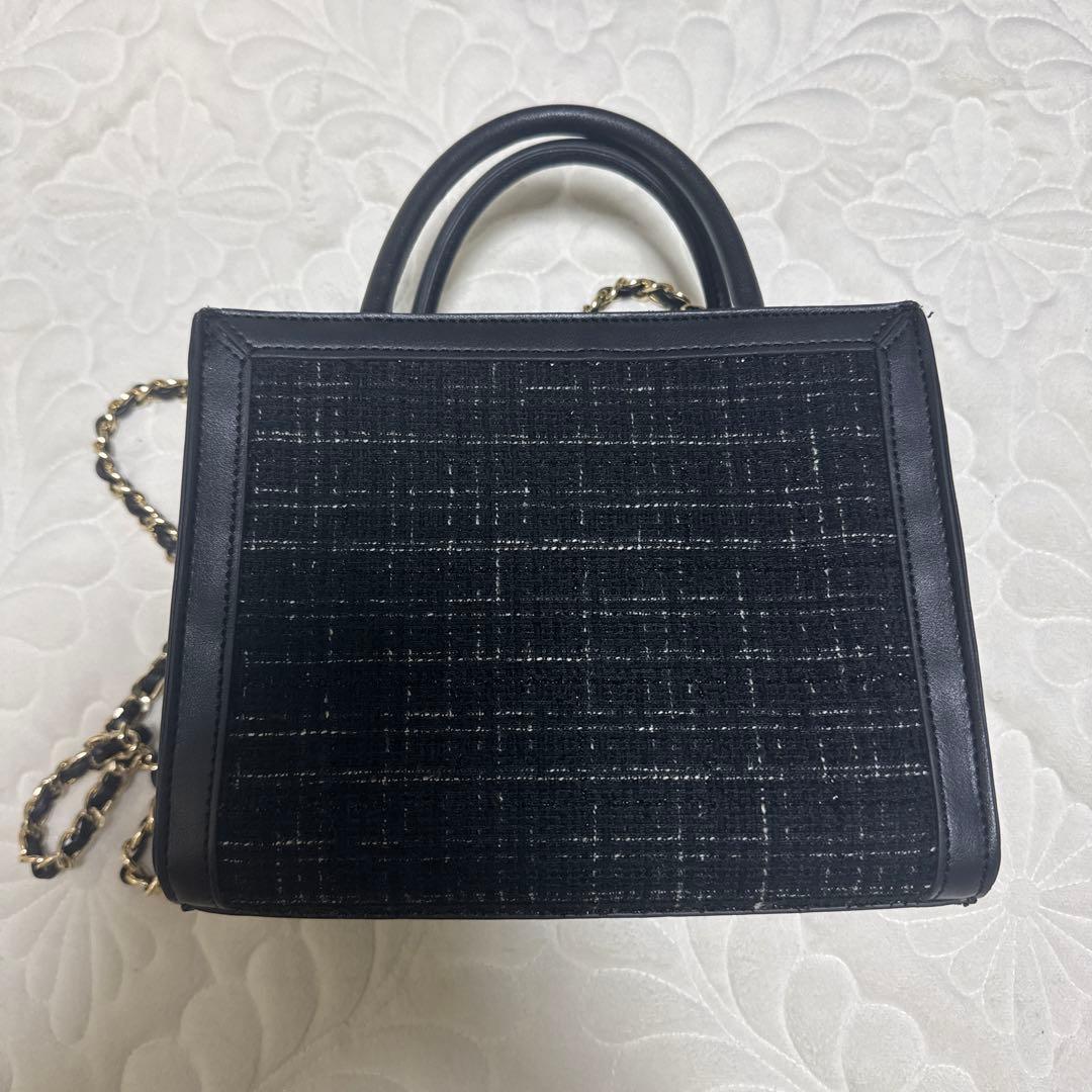 furfur ツイードロゴトートバッグ　ショルダーバッグ　黒　ブラック