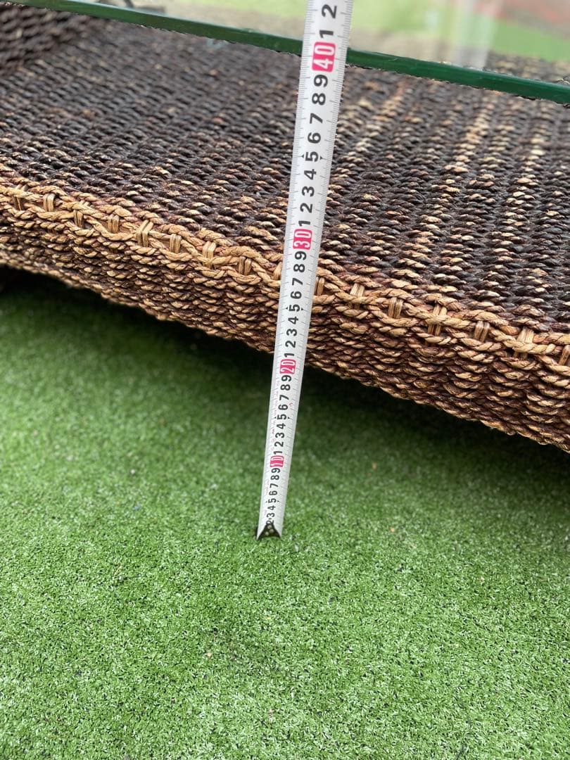 ⭐︎【良質】⭐︎アジアン家具　ダイニングガラステーブル　収納スペース付き