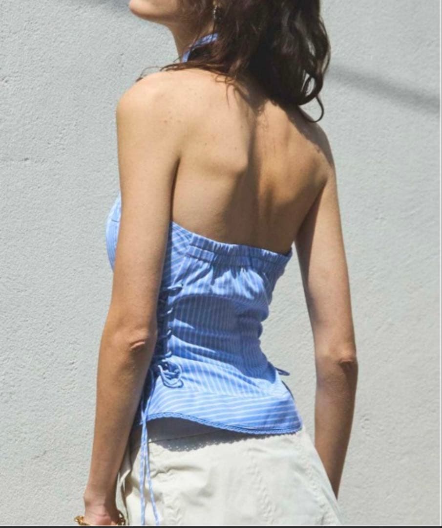 MAISON SPECIAL サイドレースアップホルターネックトップス