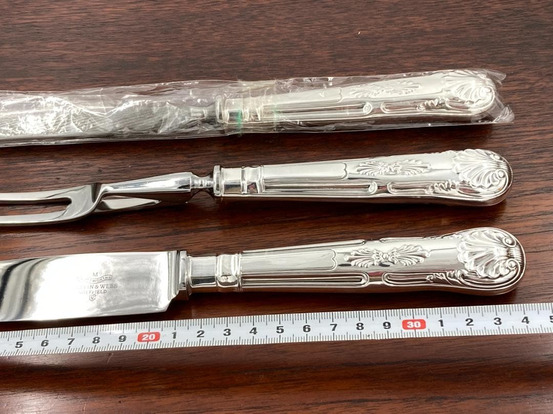 Mappin & Webb サービングナイフ＆フォーク、シャープナーセット