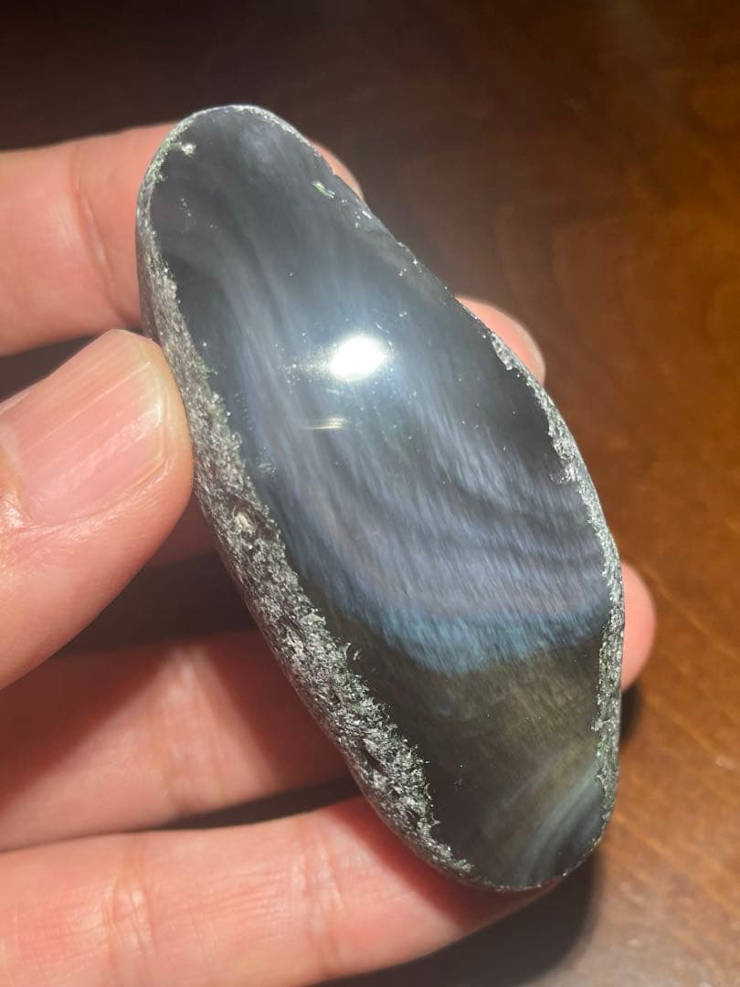 研磨品　十勝石玲瓏　複合色レインボーオブシディアン