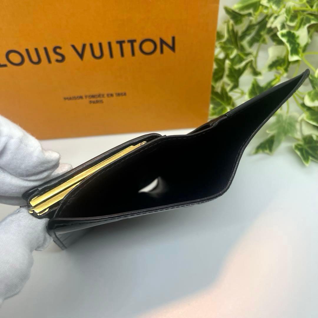 ルイヴィトン ヴェルニ がま口 二つ折り財布 エナメル モノグラム 黒