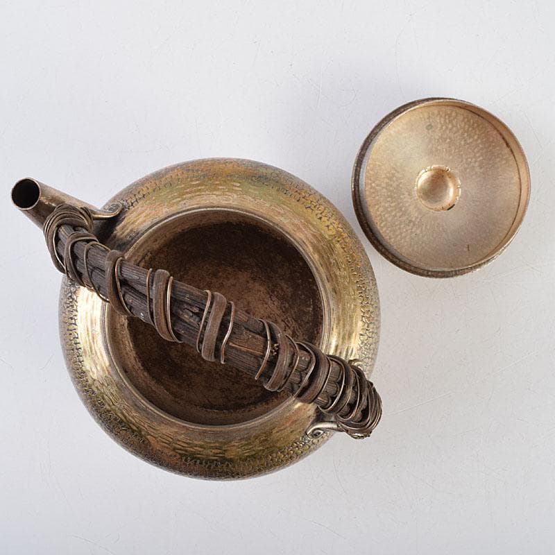 煎茶道具　白銅いぶし銀　槌目　銀瓶　湯沸　約227g　M　R9523