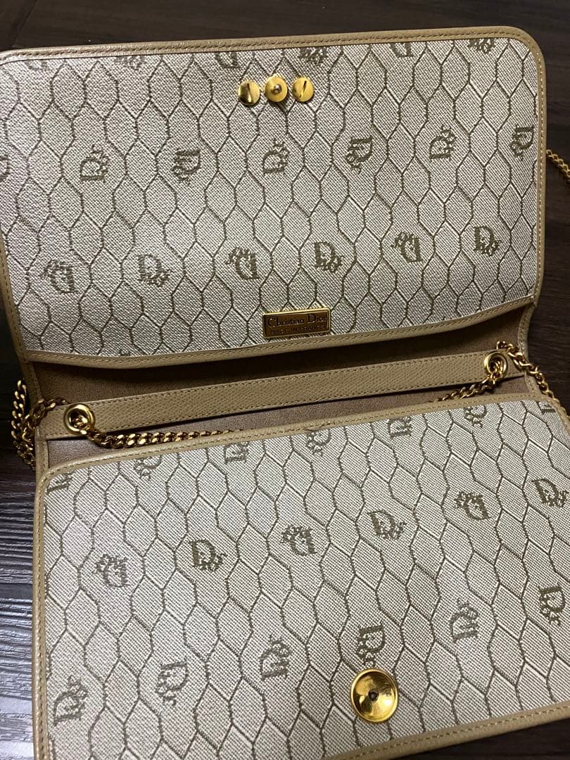 Christian Diorパーティバッグ ベージュ ビンテージ 総柄 チェーン