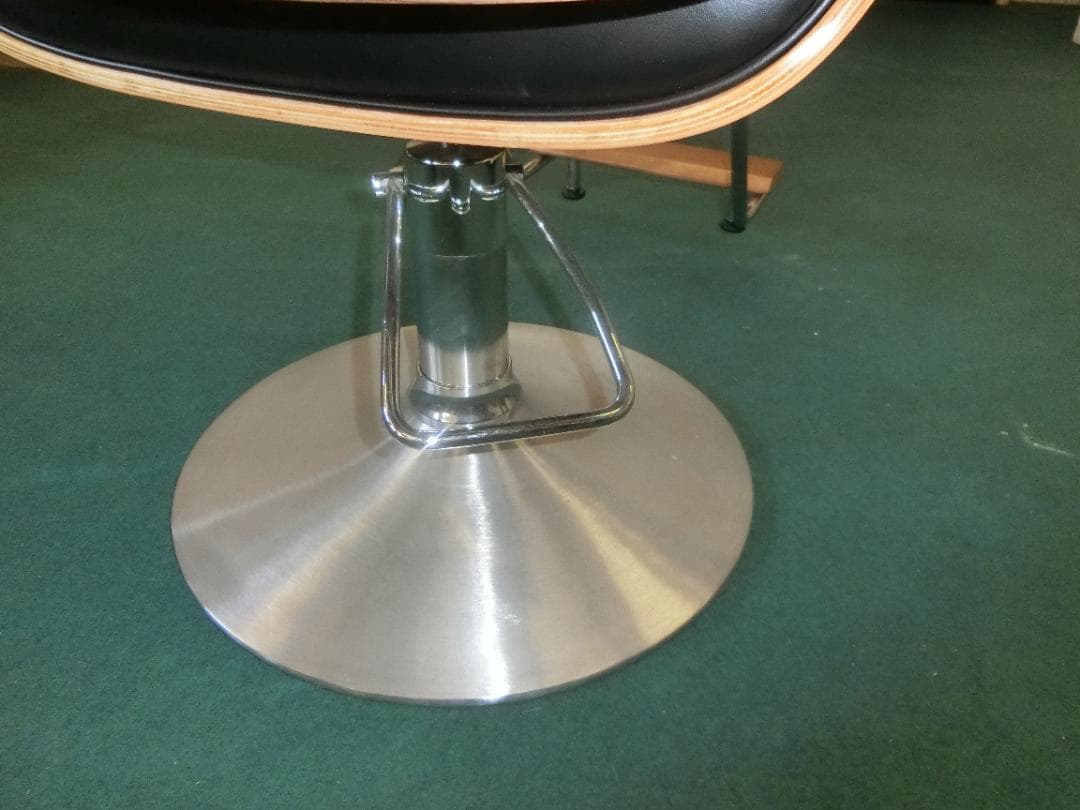 美容院・理髪店用回転椅子 黒 合成皮革 木材