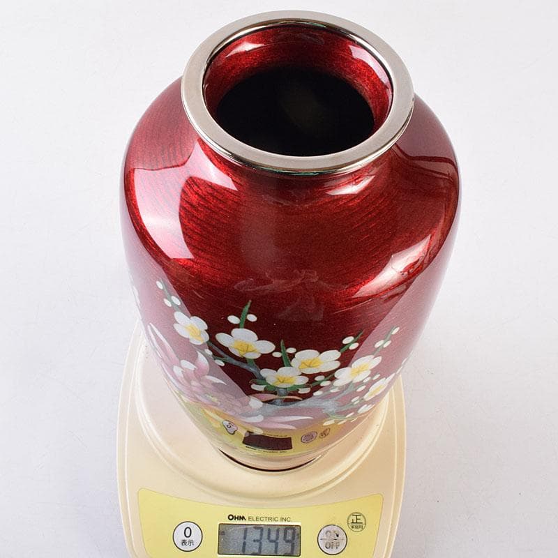 七宝焼　相互七宝謹製　透釉　菊文　花瓶　共箱　M　R9087