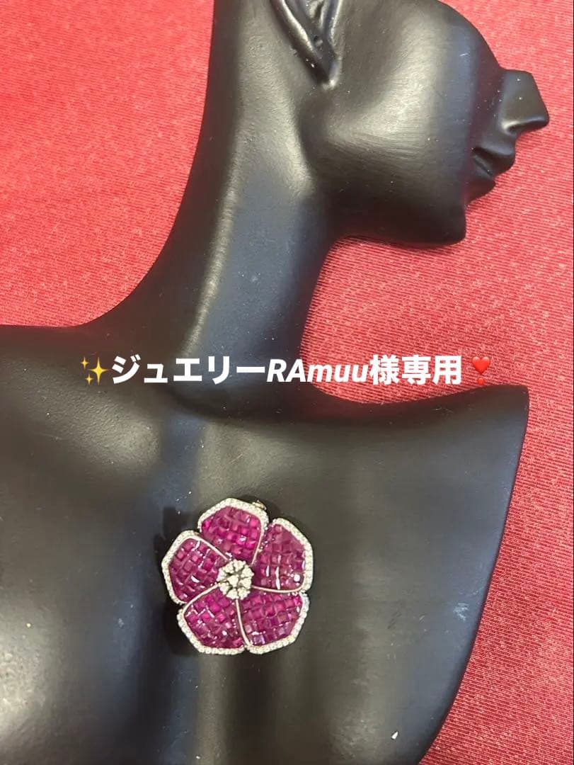 ✨ジュエリーRAmuu❣️ミステリーセッティングルビーブローチ