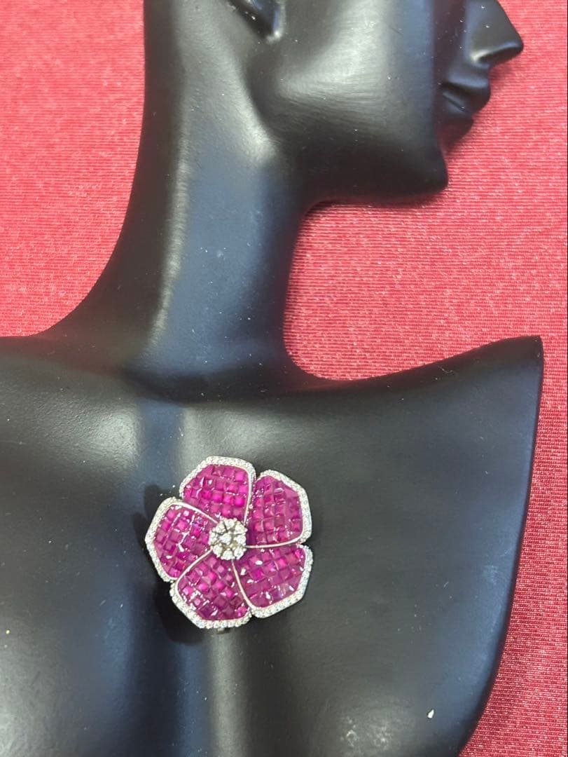 ✨ジュエリーRAmuu❣️ミステリーセッティングルビーブローチ