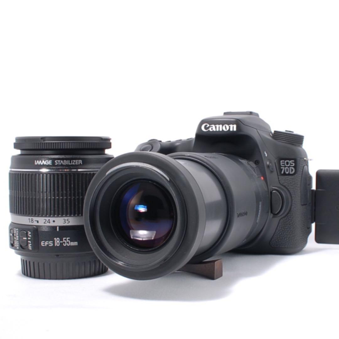 S数少✨届いてすぐ使える✨キヤノン 70D◆超望遠ダブルレンズ◆バッグ＆おまけ付